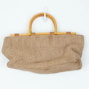 Fossil Bamboo Wooden Handle Woven Satchel Purse Boho Everyday‎ Vacation Travel thumbnail 3