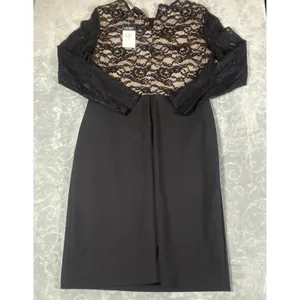 Ralph Lauren Cocktail Dress Women‎ 12 Keanu Lace Inset Long Slv Black Formal NWT thumbnail 5