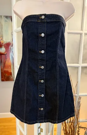 ✨Abercrombie & Fitch Dark Denim Strapless Mini Dress Small✨ thumbnail 1