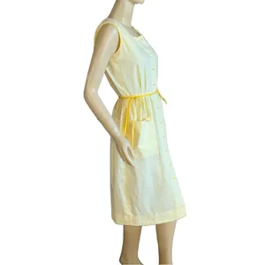 Vintage 1980'S Tanner Pale Yellow Sleeveless Shirt Dress With Belts (6) thumbnail 5