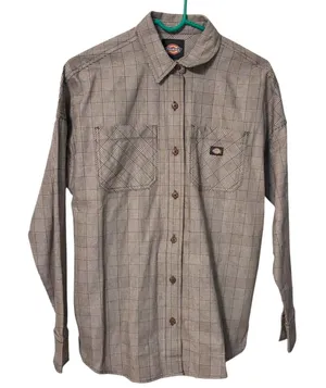 Dickies Brown Plaid Button Front Work Shirt Jacket XS thumbnail 1