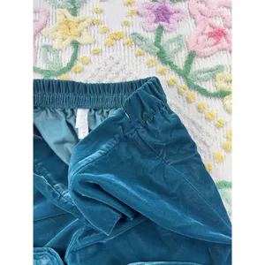 Wynne Collection Teal Blue Velvet Wide Leg Pants XL Elastic Waist Flowy‎ Elegant thumbnail 9