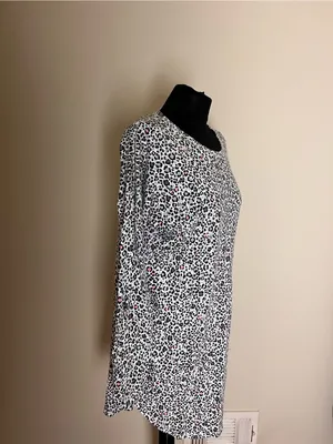 Victorias Secret Long Sleeve Leopard Print Pajama - White with Pink Accents thumbnail 3