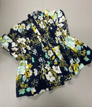 NEW Anthropologie Blue Floral Smocked Strapless Crop Top Yellow White Medium thumbnail 1