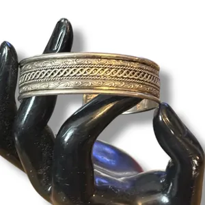 Vintage silver plated textured cuff bracelet thumbnail 2