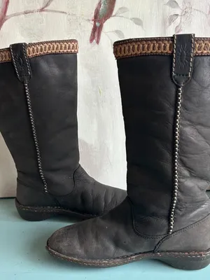 UGG Swell Tall Winter Black Leather Sheepskin Tasman Boots Size 8 thumbnail 2