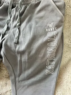NEW Varsity Gray Sweatpants Jogger with White 'NATIONALS' Dance Graphic thumbnail 2