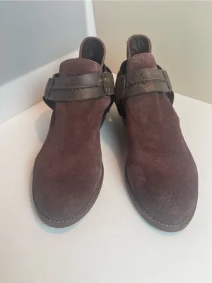 Free People Belle Harness Boots Brown Suede Leather Ankle Booties Buckle Size 8 thumbnail 5