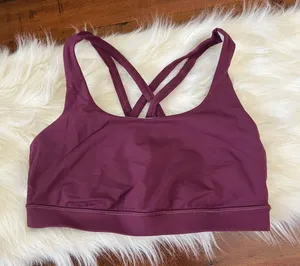 Lululemon Energy Bra Size 8 Plum Purple Strappy Back Medium Support thumbnail 1