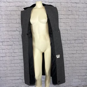 Vintage 1980s Central Park Wool Herringbone Velvet Collar Long Coat size Medium thumbnail 10
