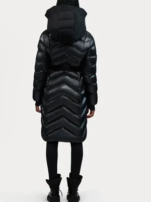 Alpenhaus BELLEVAUX Puffer Coat With Adjustable Belt Black Shiny Sz XL thumbnail 4