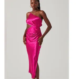 ASTR the Label L / Fuchsia One Shoulder Cutout Midi Dress thumbnail 9