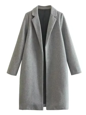 Zara Classic Grey Long Coat for Women Size L thumbnail 1