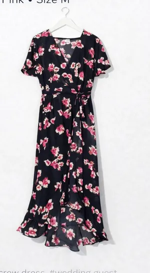 J.Crew Floral Wrap Dress Blue Pink V Neck Short Sleeve Medium thumbnail 1