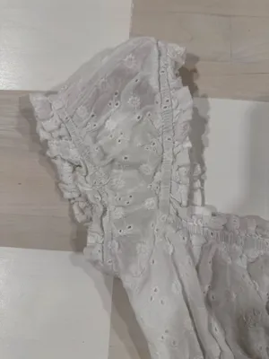 Princess Polly White Eyelet Puff Sleeve Ruched Button Front Crop Top Cottagecore thumbnail 8