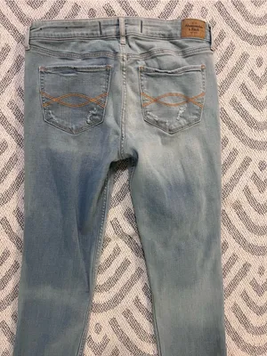 ABERCROMBIE & FITCH Women’s Distressed Skinny Fit Light Wash Blue Denim Jeans 10 thumbnail 6