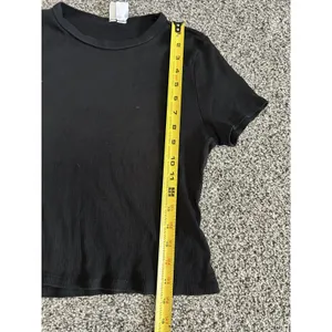H&M Divided black ribbed short-sleeve crop top XL thumbnail 3