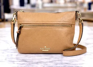 Kate Spade Jackson Street Gabriele Pebbled Leather Crossbody Brown thumbnail 1