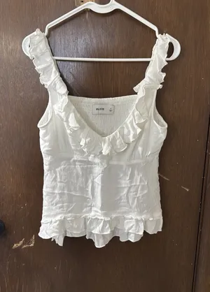 White Short Sleeve Blouse Hollister thumbnail 1