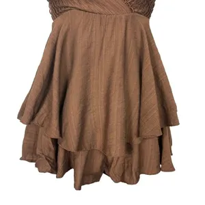 Francesca's Mi‎ Ami Babydoll Tiered Short Romper Forest Fairy Brown Size XS thumbnail 3
