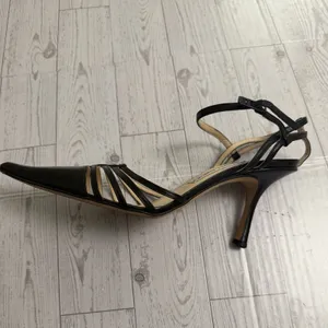 00s Y2k‎ JIMMY CHOO Black Strappy Cut Out Pointed Toe Stiletto Heeled Shoes 38.5 thumbnail 8