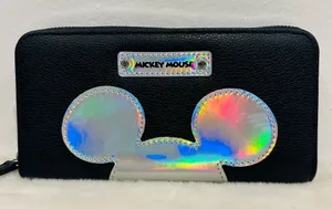 Disney Mickey Mouse Iridescent Mickey Ears Zip Wallet - Black NWT thumbnail 1
