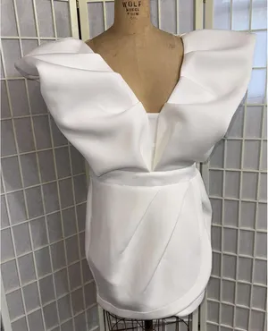 Bibi Bridal Shower White Dress Puff Icon Bride‎ Bachelorette Reception Dress XL thumbnail 1