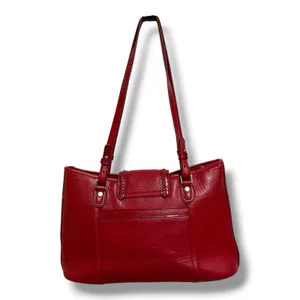 Coldwater Creek‎ Red Leather Shoulder Bag Heart Silver Tote Purse Multi Pocket thumbnail 2