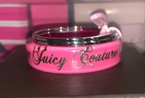 Juicy Couture Retro Pam & Gela Pink and Silver Barbiecore Bangles Bracelet thumbnail 1