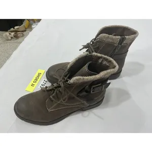 Womans Crown Vintage Rugged 8 M Brown Strappy Zip Up Laces Combat Boots thumbnail 3