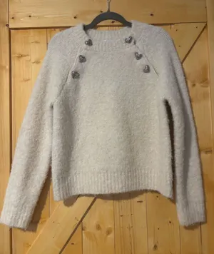 English‎ Factory Cream Heart Button Sweater Soft Knit- wool blend Crewneck XS thumbnail 1