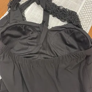 Vintage Onyx Night Ruffle Neckline Halter Dress thumbnail 3