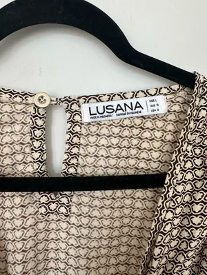 Lusana Robyn Belted Playsuit Size L Brown White Clover Print thumbnail 2