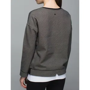 Lululemon Keep Up Crew Size 6 Black Stripe Cotton Fleece Athleisure Sweatshirt thumbnail 3