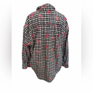 BDG Dani Black & White Plaid Button-Up Shacket‎ bows size medium thumbnail 5