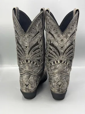 Laredo Stevie Western Boots Womens 6 Gray Intricate Cutouts Cowgirl Horse 52120 thumbnail 5