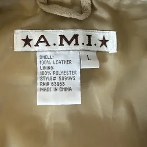 AMI Womens Genuine Suede Leather Jacket Large Tan Full Zip Pockets Lined Neutral thumbnail 6