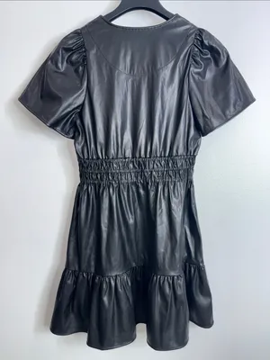 Anthropologie the somerset vegan leather mini dress size small thumbnail 5