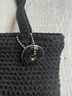 The Sak Black Crochet Knit Shoulder Bag Boho Baguette Purse thumbnail 2