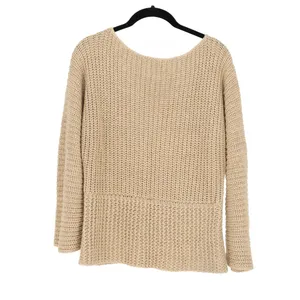 Ralph Lauren Linen Silk Knit Scoop Neck Pullover Sweater Neutral Small thumbnail 1