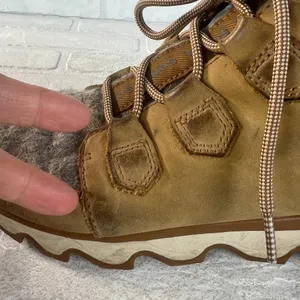 Sorel Kinetic Caribou Snow Boots‎ Womens 7.5 Light Brown Leather Gray Waterproof thumbnail 12