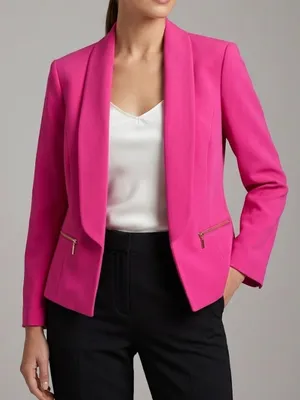 Evan Picone Black Label Hot Pink Women’s Open-Front Blazer Size 16 thumbnail 1