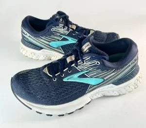 Brooks Adrenaline 19 Running Sneakers Walking Shoe Navy Blue Turquoise Women 7.5 thumbnail 1