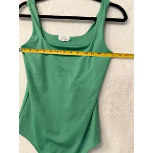 Live in the Moment Green Square Neck Tank Bodysuit Snap Closure‎ Medium thumbnail 7