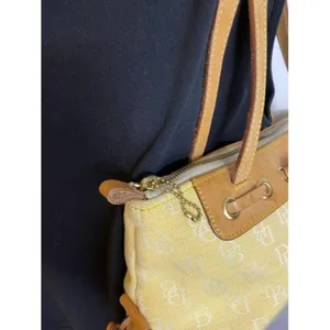dooney and bourke fabric medium size yellow tan fa thumbnail 6