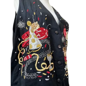 Vintage ‘90s Karen Scott Y2K Millennium Beaded Sequined Embroidered V-Neck Vest thumbnail 5