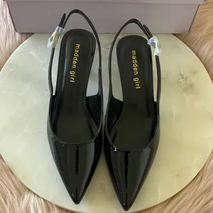 NWT Madden Girl Valerie Women's Glossy Black Slingback Heels thumbnail 2