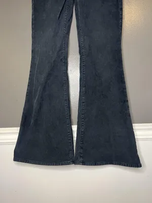 American Eagle Outfitters Pants Womens 0 Gray Hi-Rise Flare Corduroy Stretch thumbnail 3