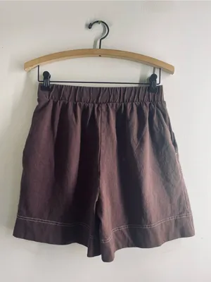 Free People FP Beach Strada Pull On Shorts Brown Cotton Contrast Stitch S thumbnail 2