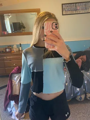SheIn Blue Patch Long sleeve thumbnail 1